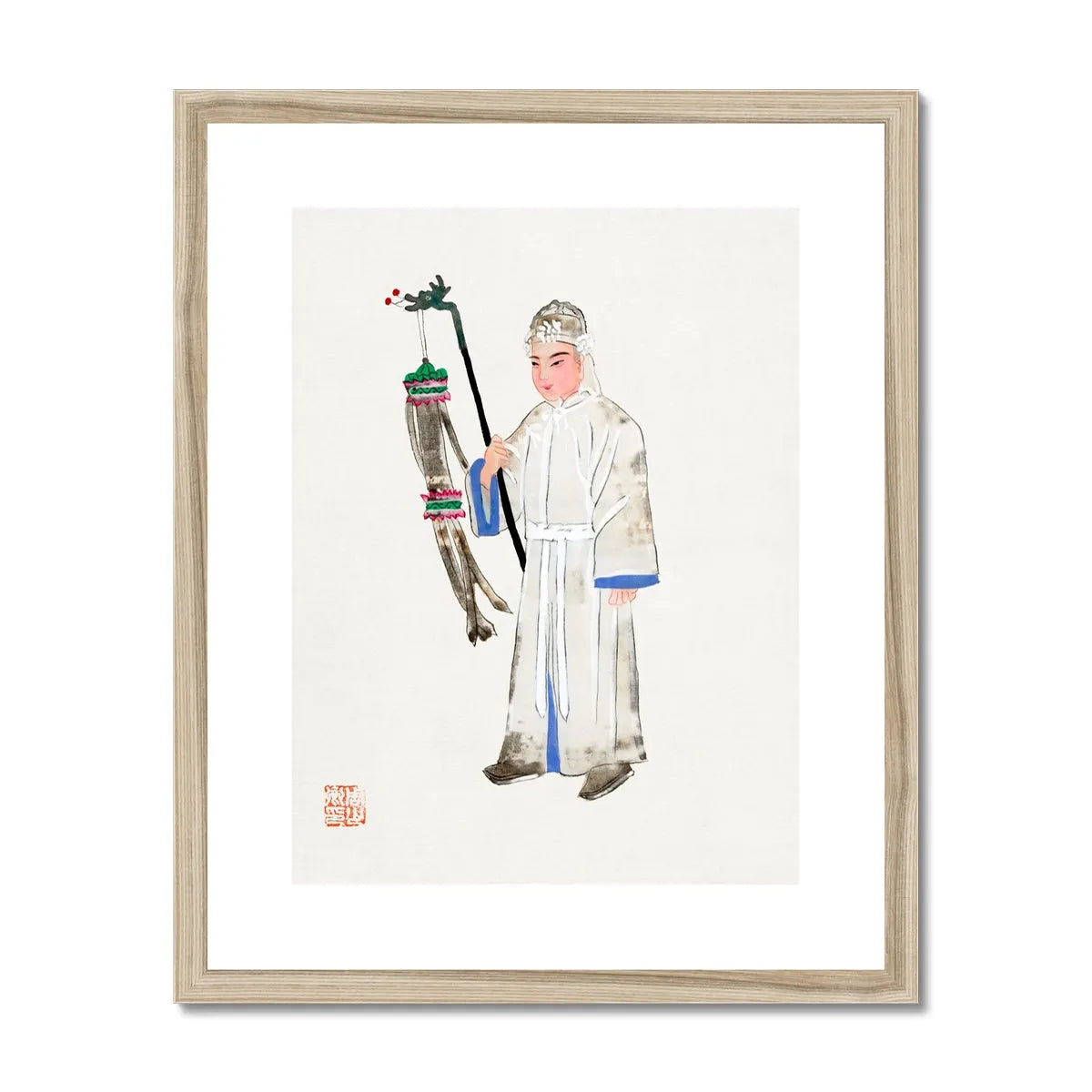 Chinese Man In Mourning Framed & Mounted Print - 16’x20’ / Natural Frame - Posters Prints & Visual Artwork