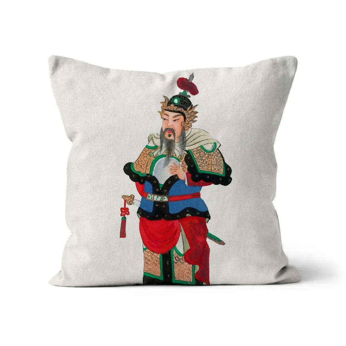 Chinese Military Commander Cushion - Linen / 16’x16’ - Throw Pillows - Aesthetic Art