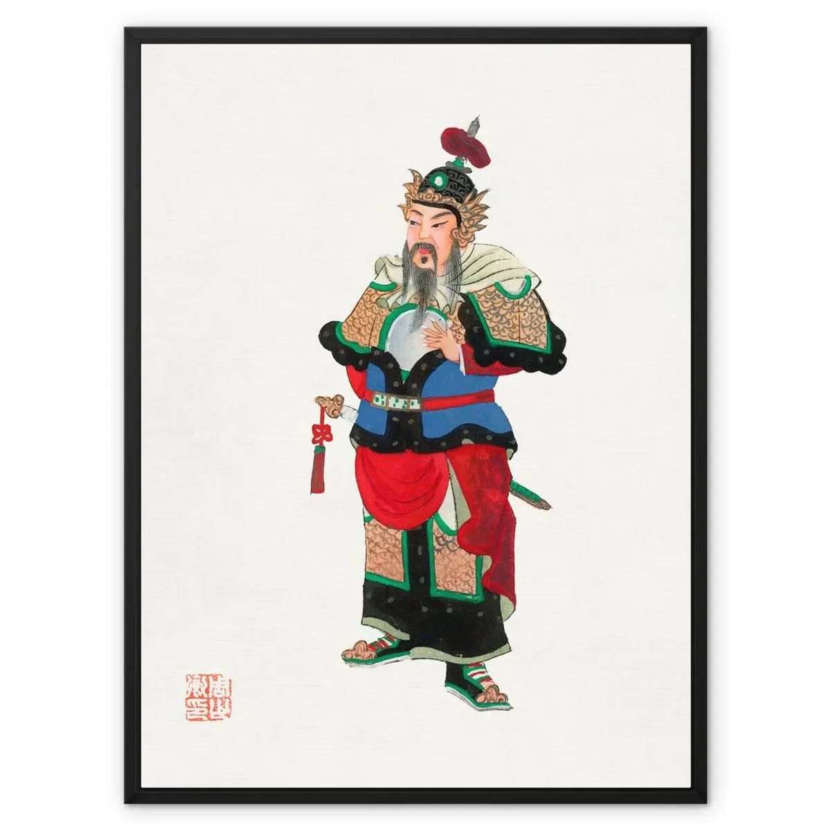 Chinese Military Commander Framed Canvas - 24’x32’ / Black Frame / White Wrap - Posters Prints & Visual Artwork