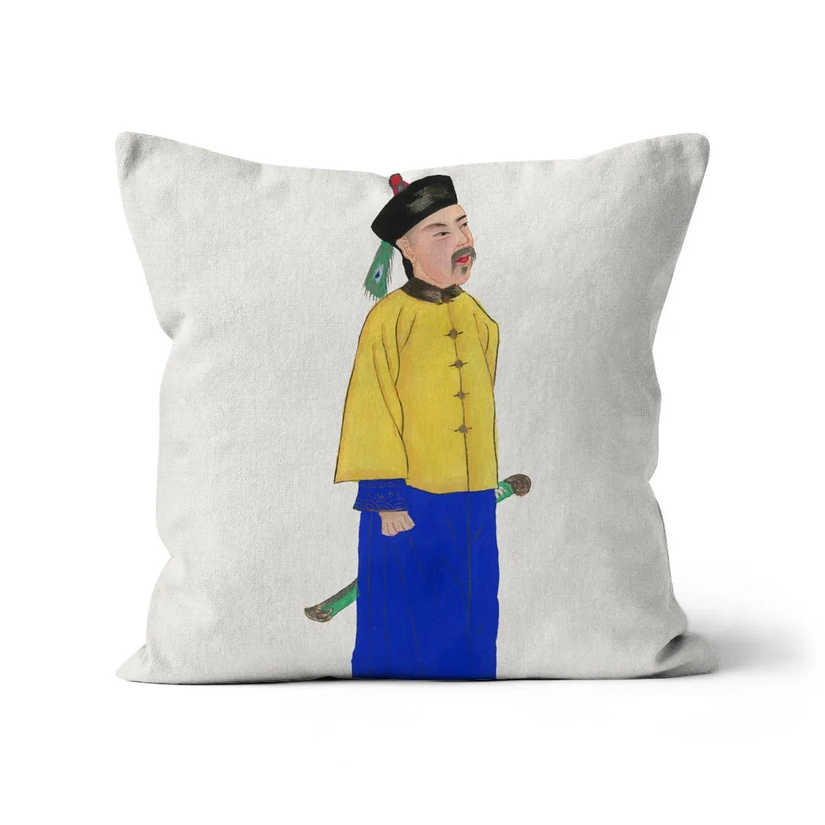 Chinese Military Man Cushion - Throw Pillows - Aesthetic Art