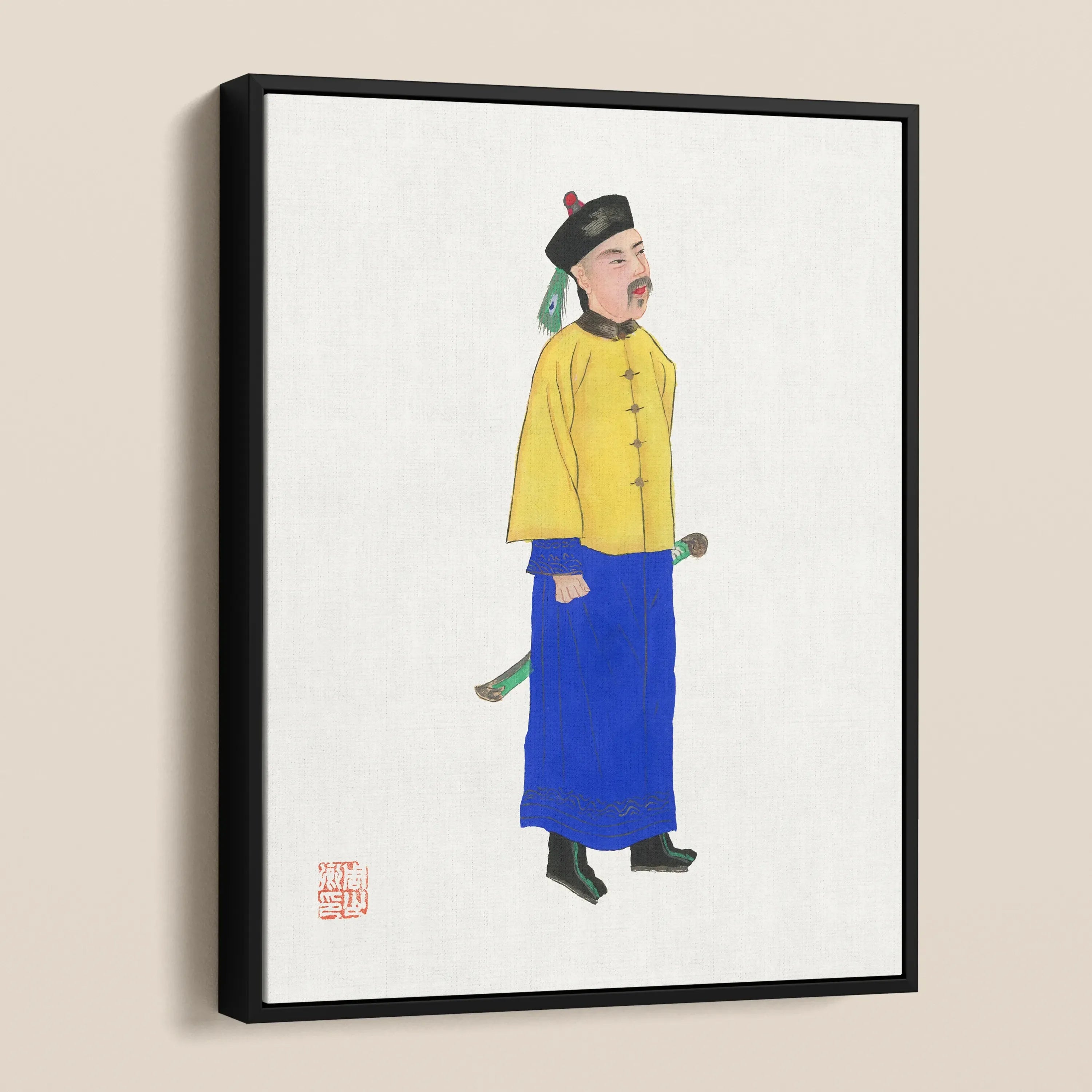 Chinese Military Man Framed Canvas - Posters Prints & Visual Artwork - Aesthetic Art
