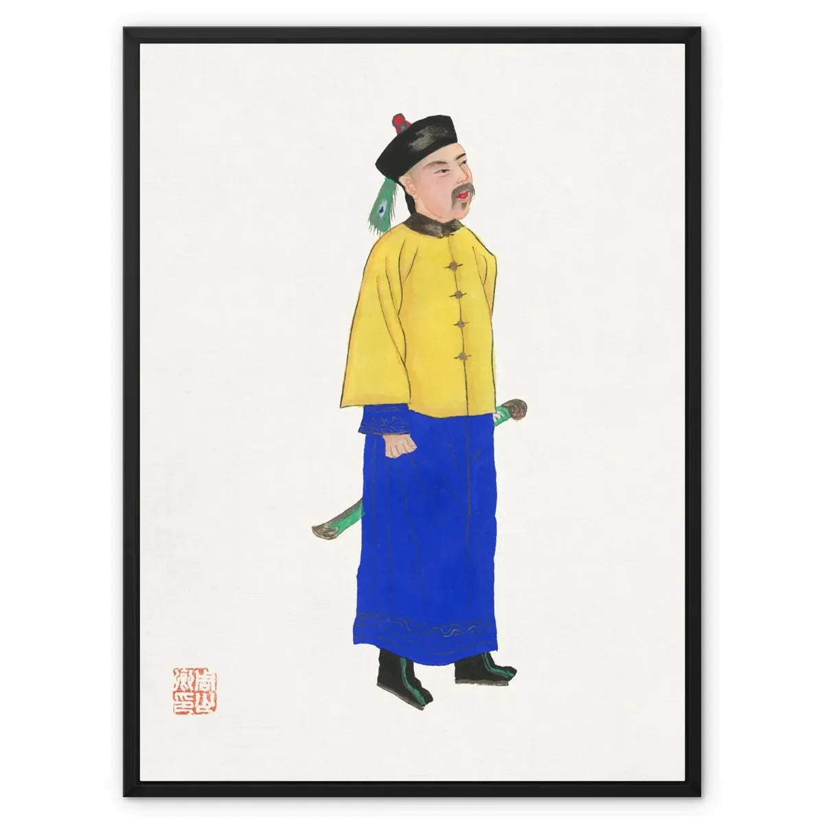 Chinese Military Man Framed Canvas - 24’x32’ - Posters Prints & Visual Artwork - Aesthetic Art