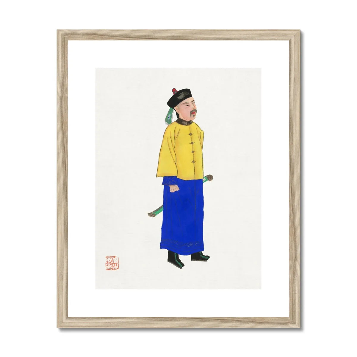 Chinese Military Man Framed & Mounted Print - 16’x20’ / Natural Frame - Posters Prints & Visual Artwork - Aesthetic Art
