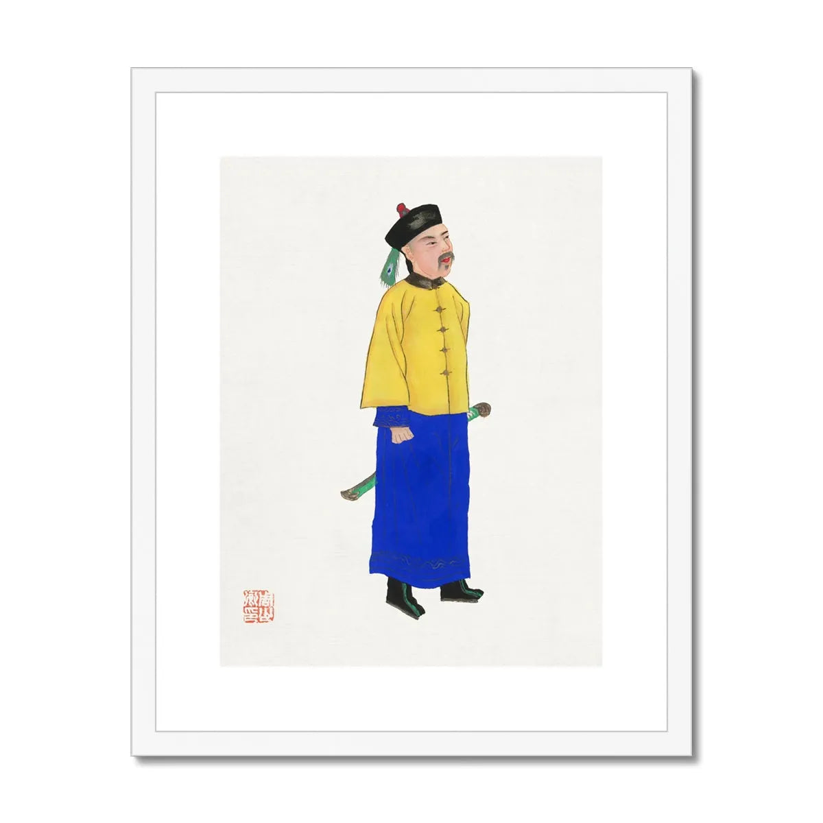 Chinese Military Man Framed & Mounted Print - 16’x20’ / White Frame - Posters Prints & Visual Artwork - Aesthetic Art