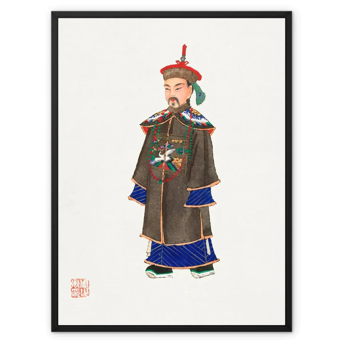 Chinese Nobleman At Court Framed Canvas - 24’x32’ / Black Frame / White Wrap - Posters Prints & Visual Artwork