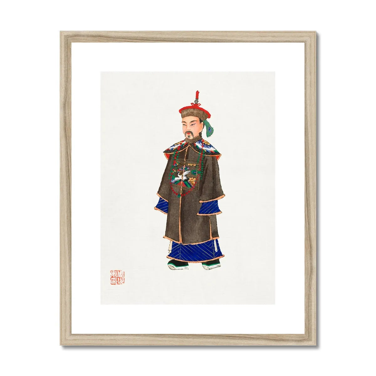 Chinese Nobleman At Court Framed & Mounted Print - 16’x20’ / Natural Frame - Posters Prints & Visual Artwork
