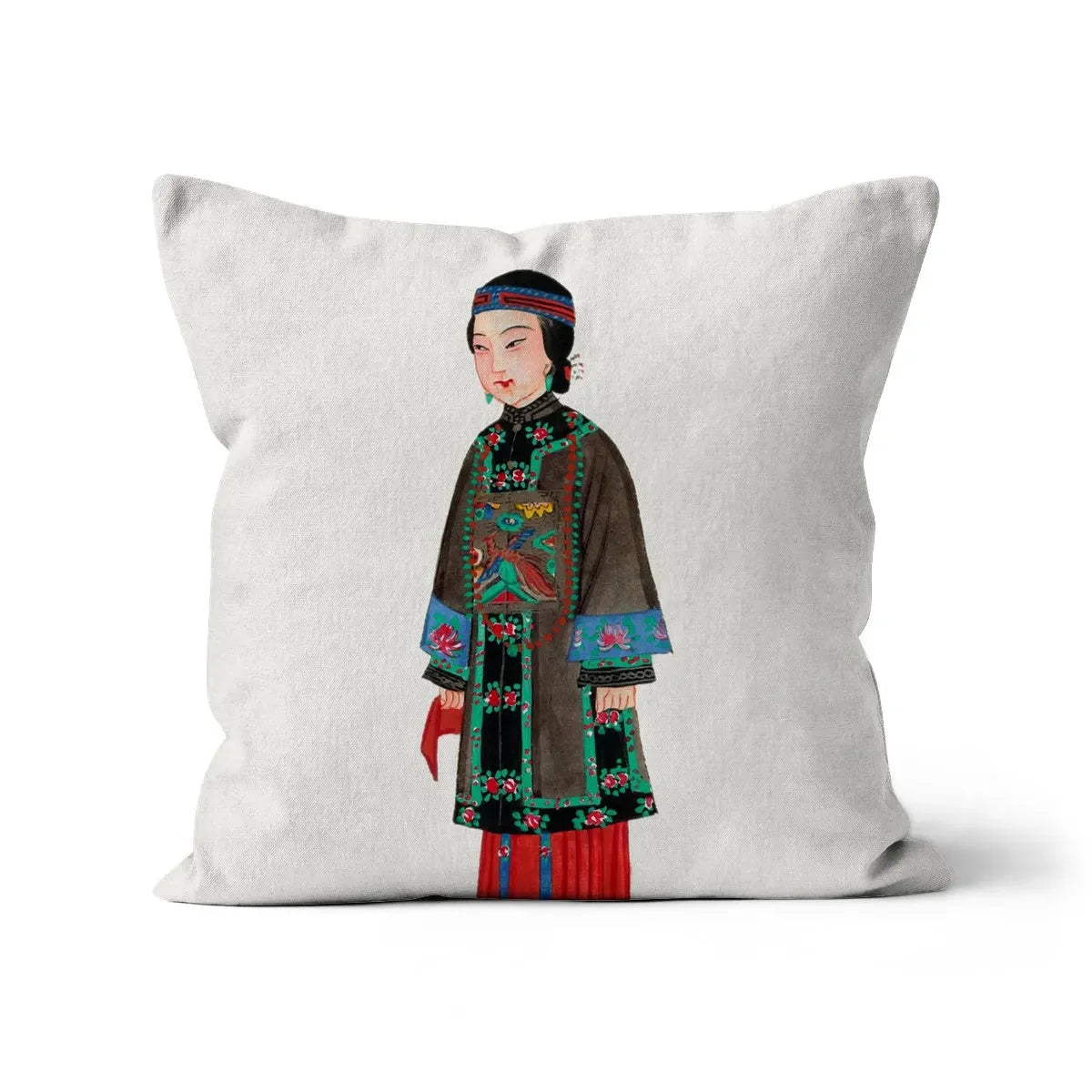 Chinese Noblewoman At Court Cushion - Linen / 16’x16’ - Throw Pillows - Aesthetic Art