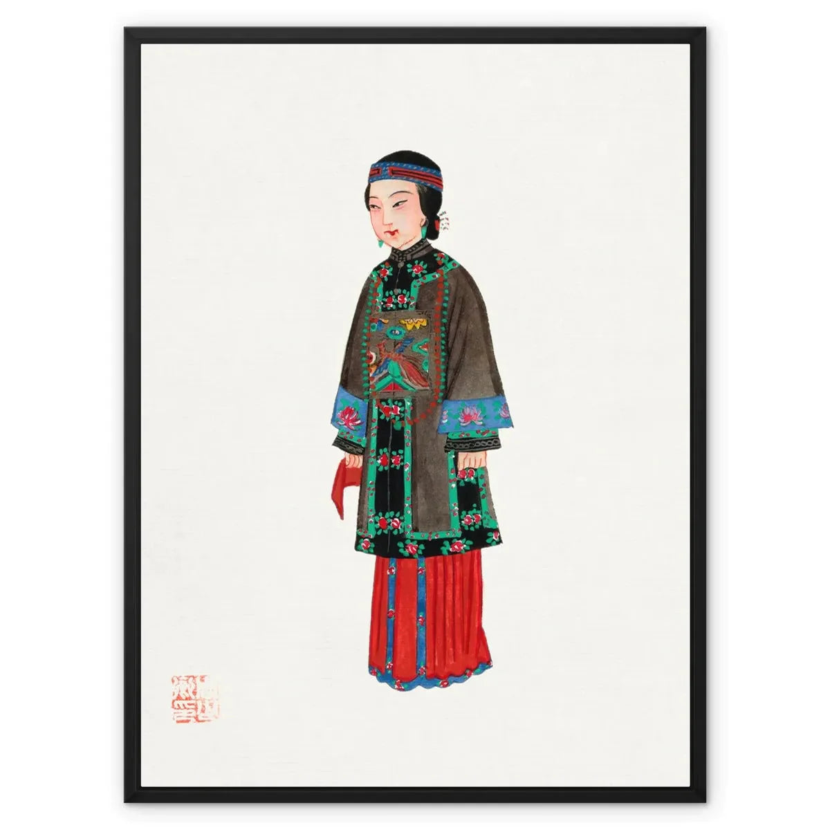 Chinese Noblewoman At Court Framed Canvas - 24’x32’ / Black Frame / White Wrap - Posters Prints & Visual Artwork