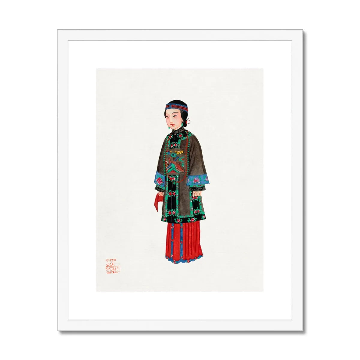 Chinese Noblewoman At Court Framed & Mounted Print - 16’x20’ / White Frame - Posters Prints & Visual Artwork