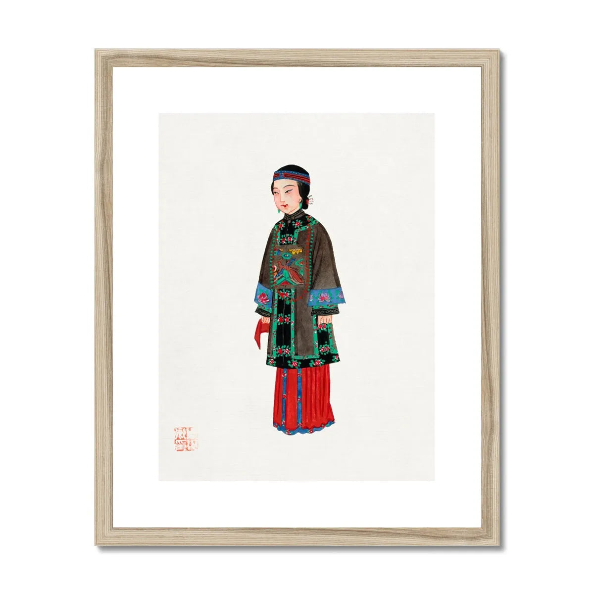 Chinese Noblewoman At Court Framed & Mounted Print - 16’x20’ / Natural Frame - Posters Prints & Visual Artwork