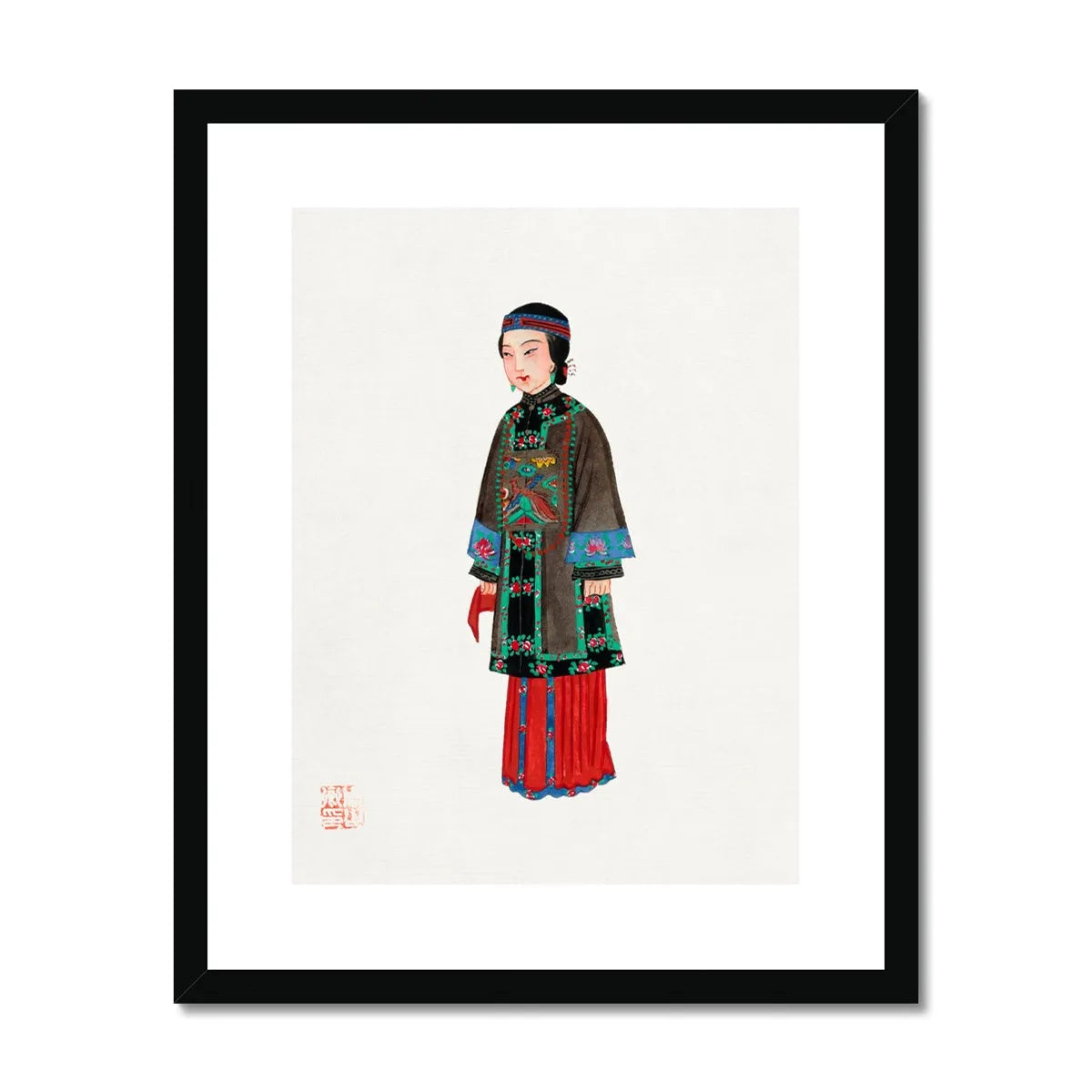 Chinese Noblewoman At Court Framed & Mounted Print - 16’x20’ / Black Frame - Posters Prints & Visual Artwork