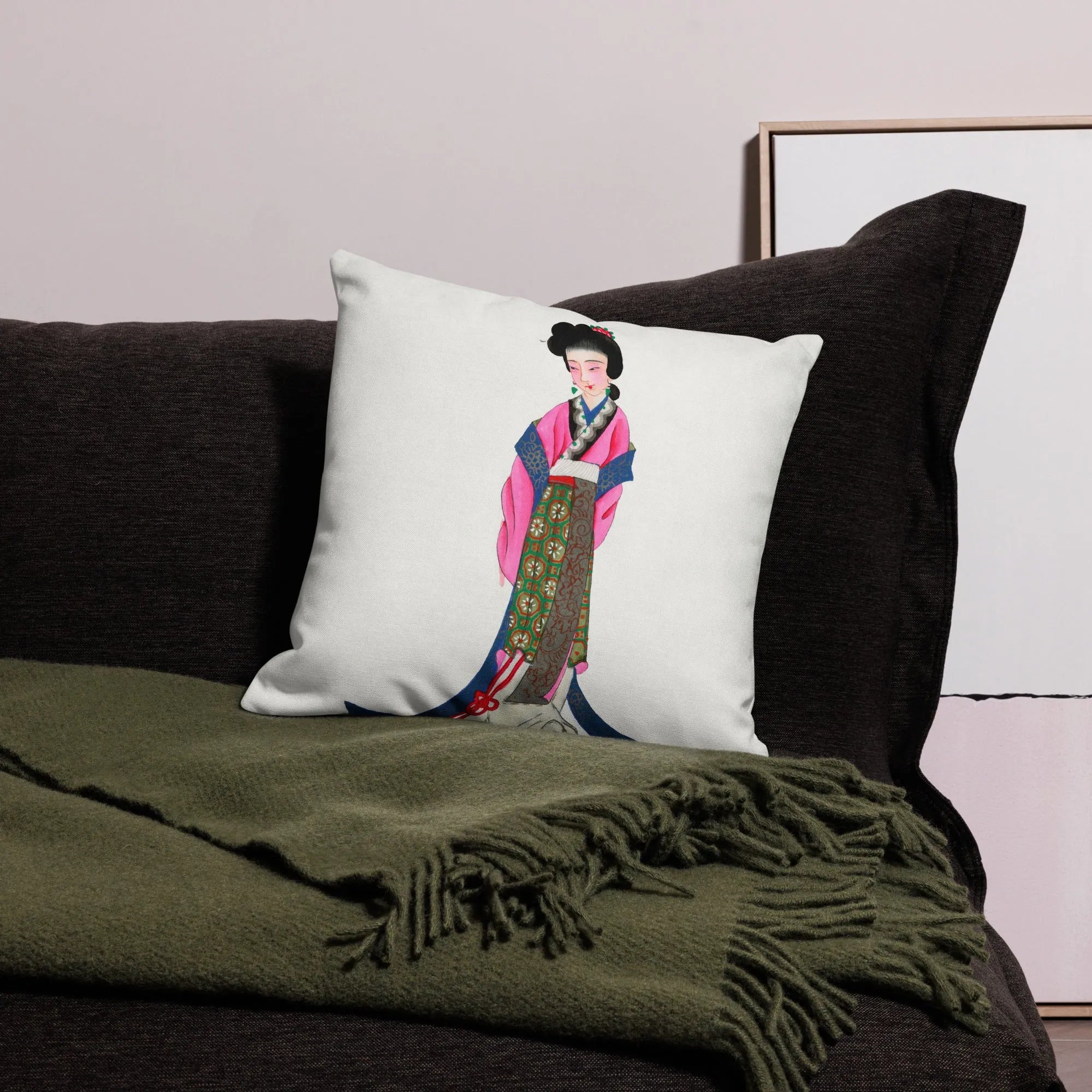 Chinese Noblewoman Cushion - Throw Pillows - Aesthetic Art