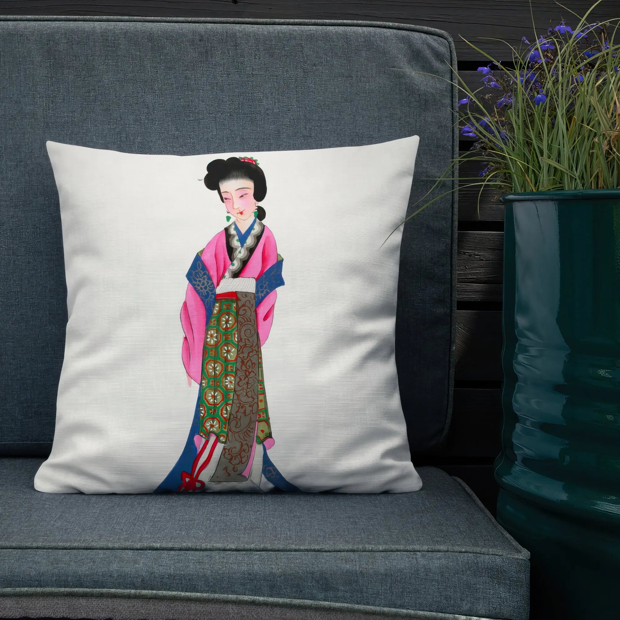 Chinese Noblewoman Cushion - Throw Pillows - Aesthetic Art