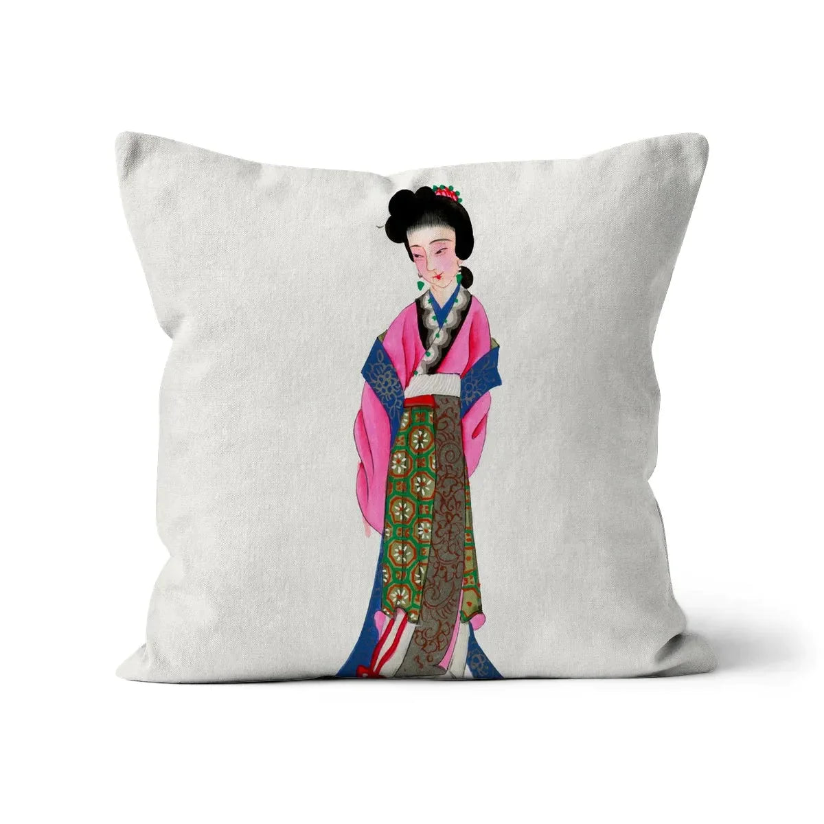 Chinese Noblewoman Cushion - Linen / 16’x16’ - Throw Pillows - Aesthetic Art