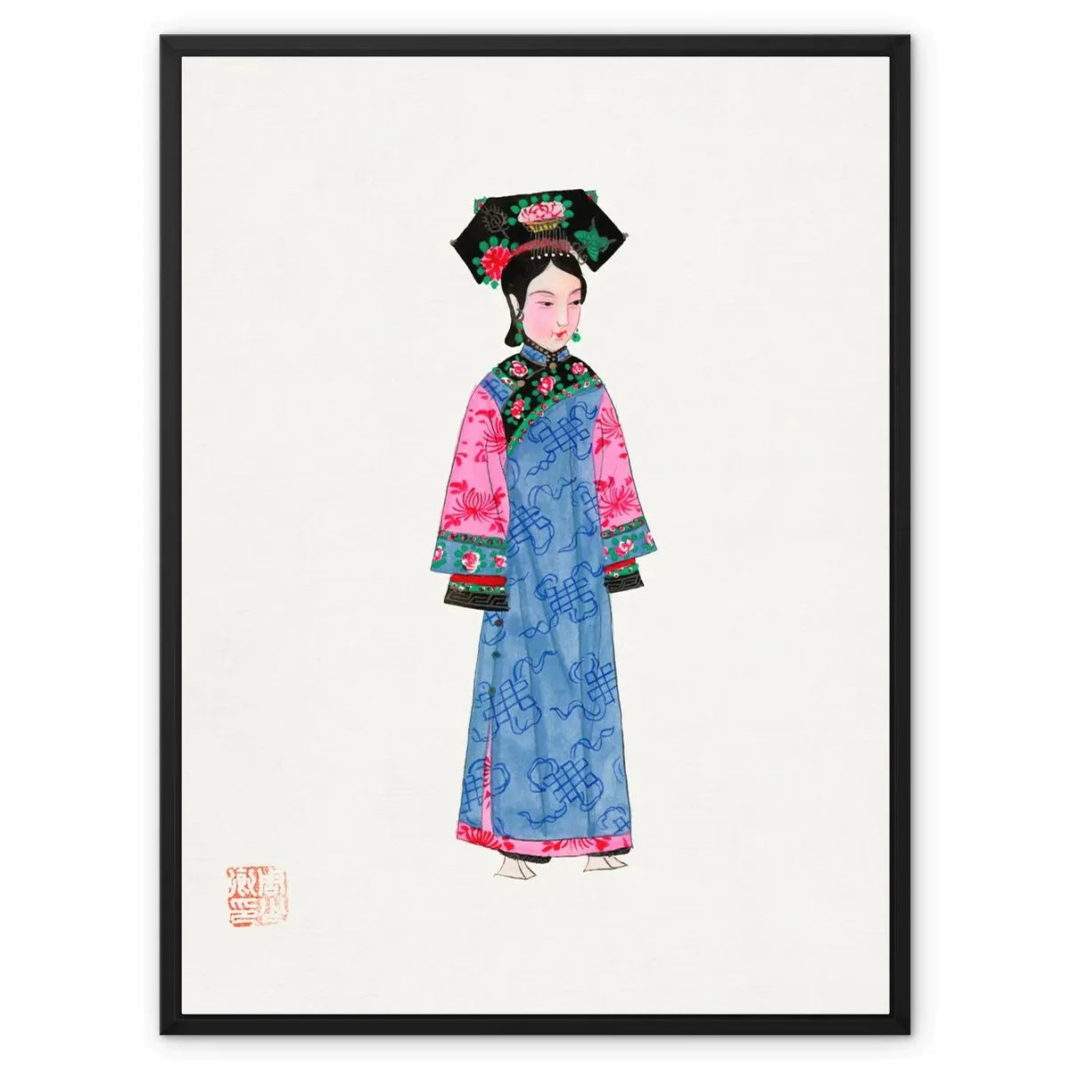 Chinese Noblewoman Too Framed Canvas - 24’x32’ / Black Frame / White Wrap - Posters Prints & Visual Artwork