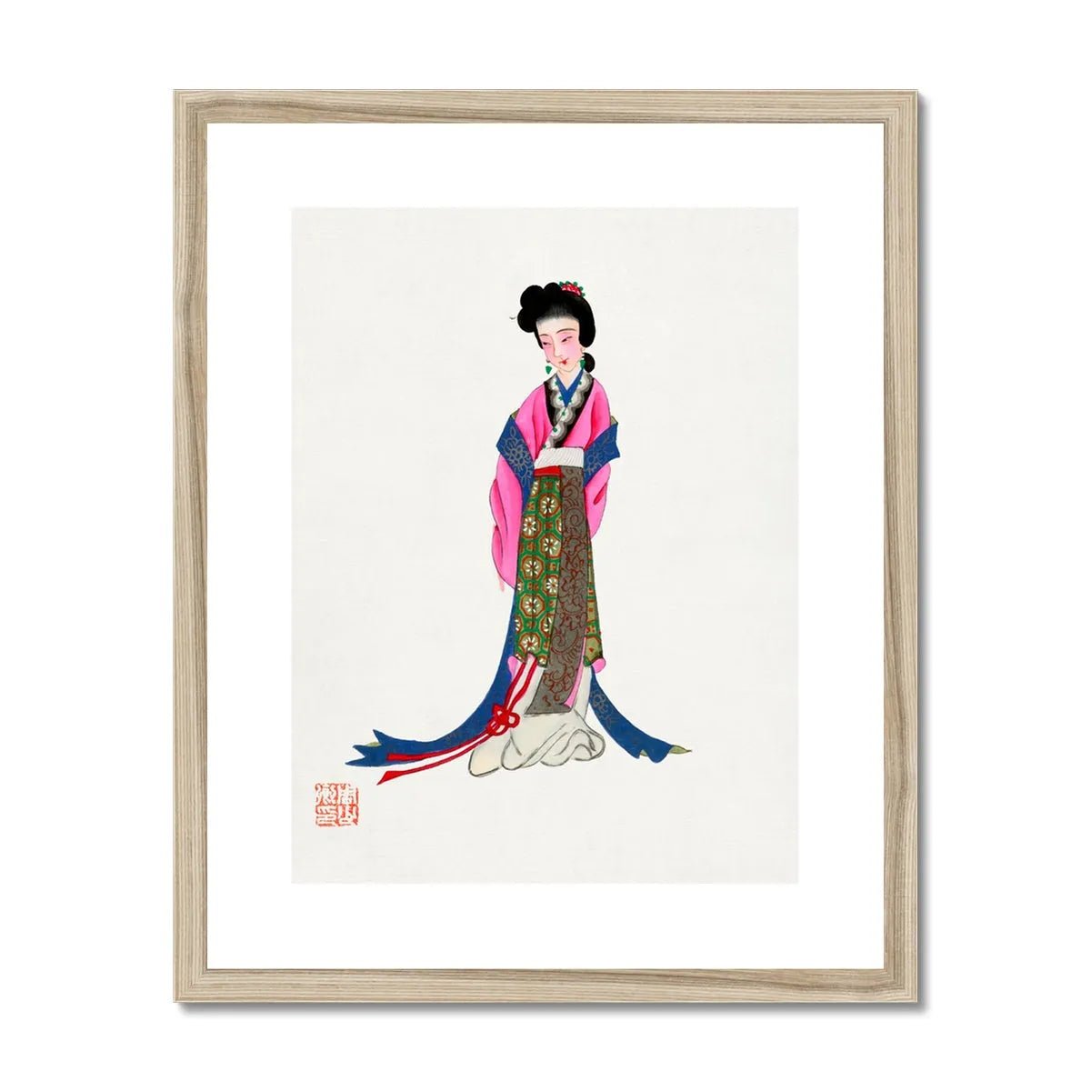 Chinese Noblewoman Framed & Mounted Print - 16’x20’ / Natural Frame - Posters Prints & Visual Artwork - Aesthetic Art