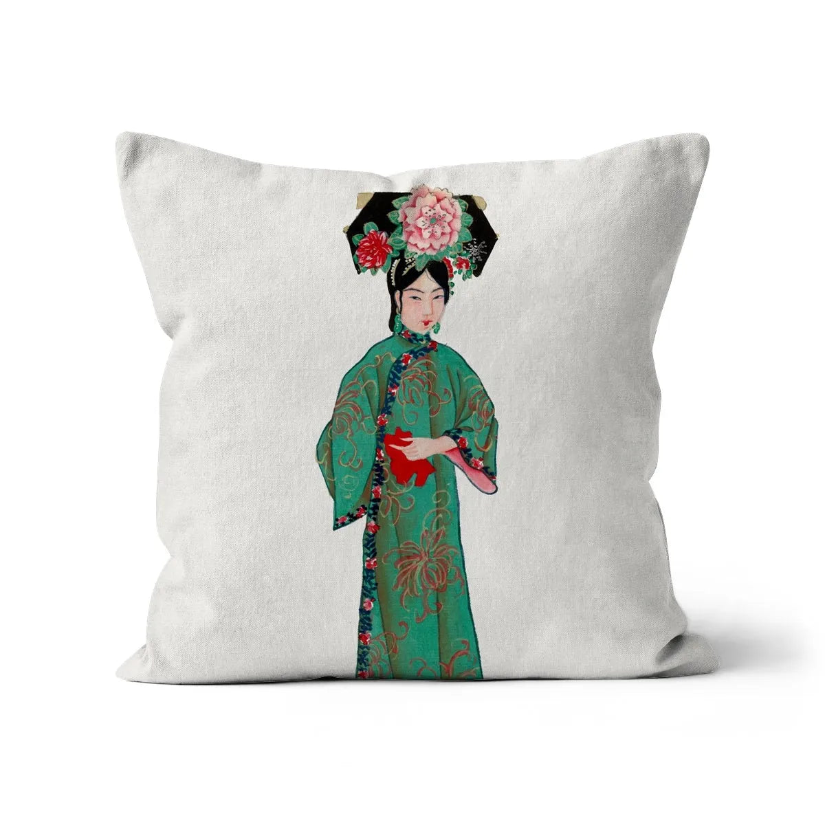Chinese Noblewoman In Manchu Couture Cushion - Throw Pillows - Aesthetic Art