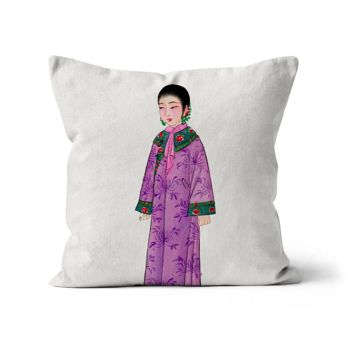 Chinese Noblewoman In Manchu Couture Cushion - Linen / 16’x16’ - Throw Pillows - Aesthetic Art