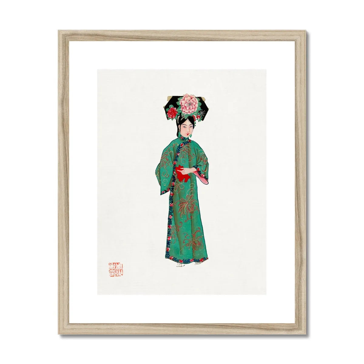 Chinese Noblewoman In Manchu Couture Framed & Mounted Print - 16’x20’ / Natural Frame - Posters Prints & Visual