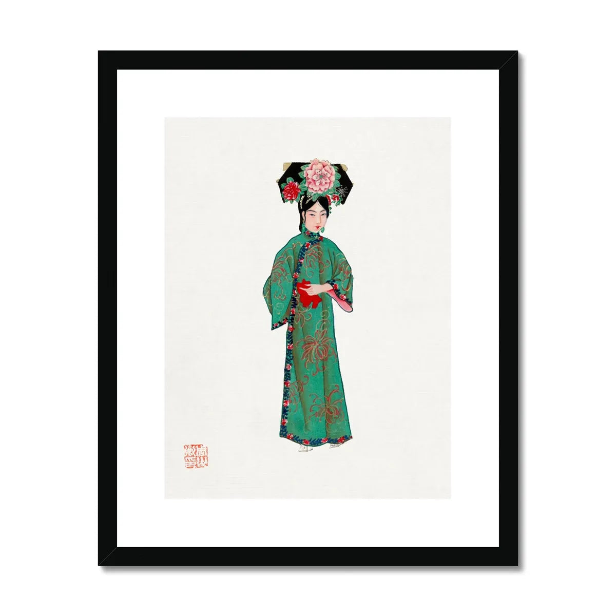 Chinese Noblewoman In Manchu Couture Framed & Mounted Print - 16’x20’ / Black Frame - Posters Prints & Visual