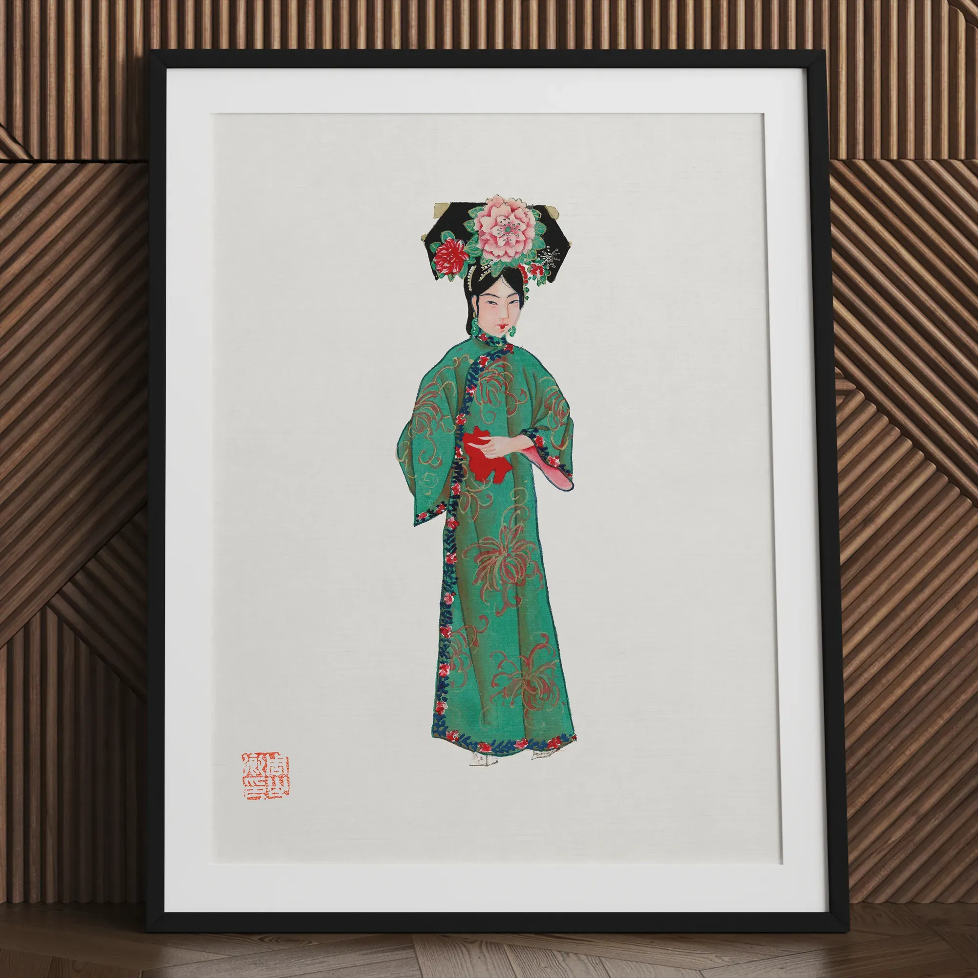 Chinese Noblewoman In Manchu Couture Framed & Mounted Print - Posters Prints & Visual Artwork - Aesthetic Art