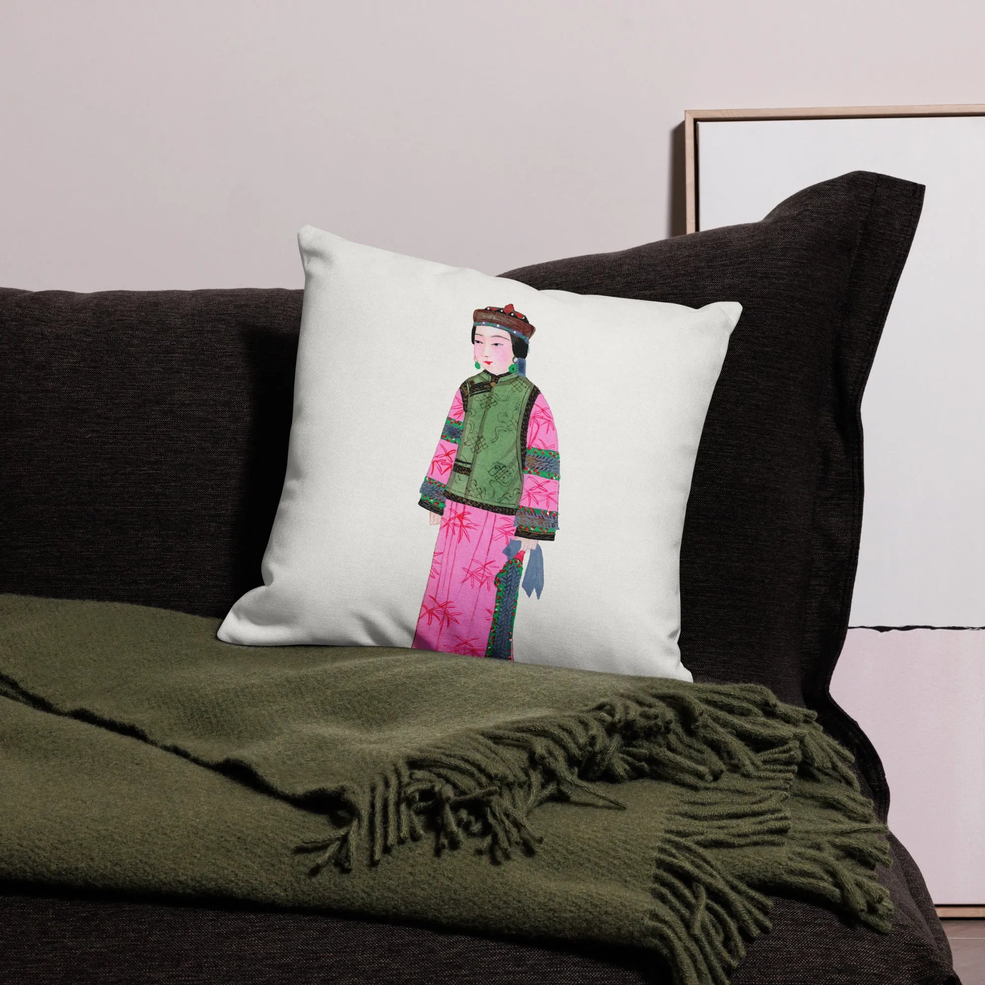 Chinese Noblewoman In Winter Cushion - Throw Pillows - Aesthetic Art