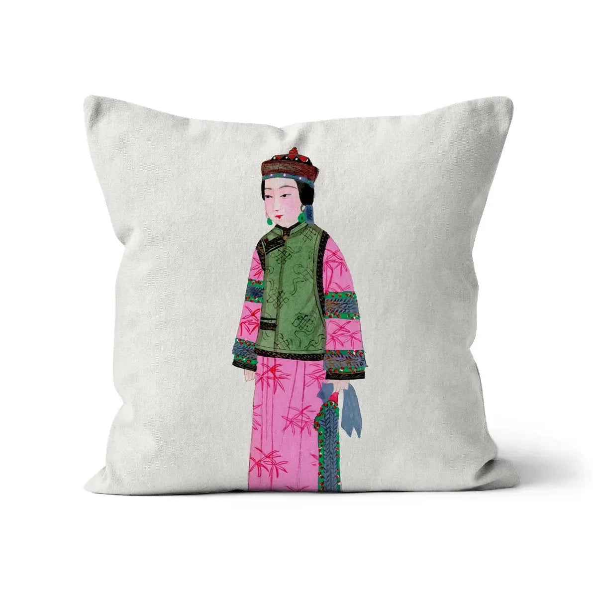 Chinese Noblewoman In Winter Cushion - Linen / 16’x16’ - Throw Pillows - Aesthetic Art