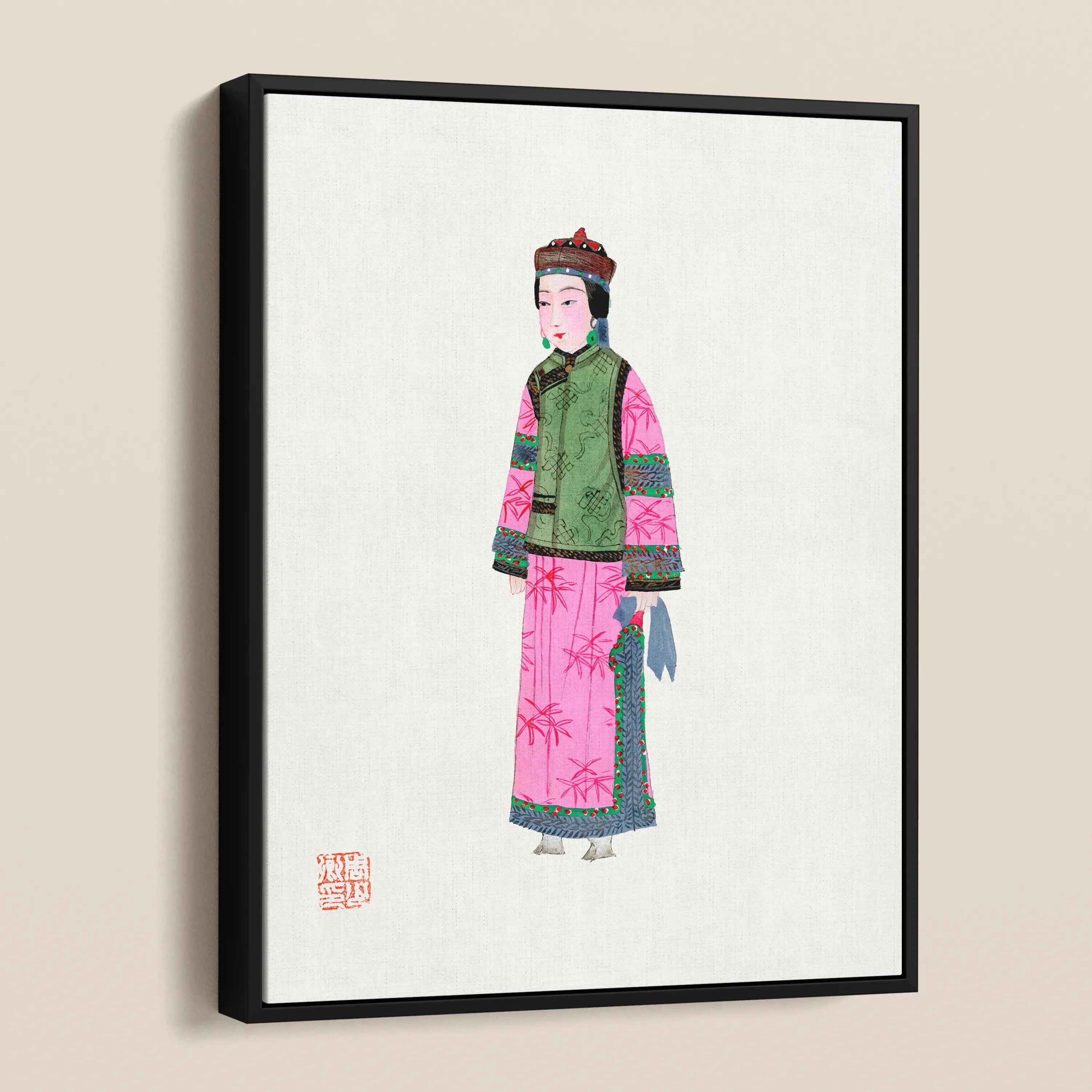 Chinese Noblewoman In Winter Framed Canvas - Posters Prints & Visual Artwork - Aesthetic Art