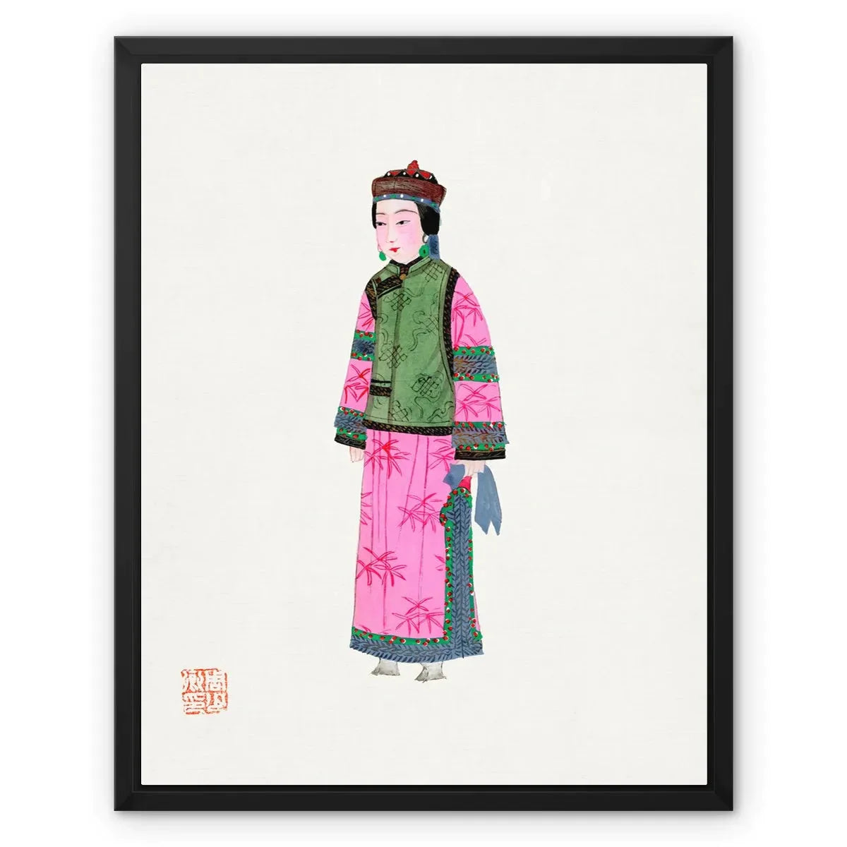 Chinese Noblewoman In Winter Framed Canvas - 16’x20’ / Black Frame / White Wrap - Posters Prints & Visual Artwork