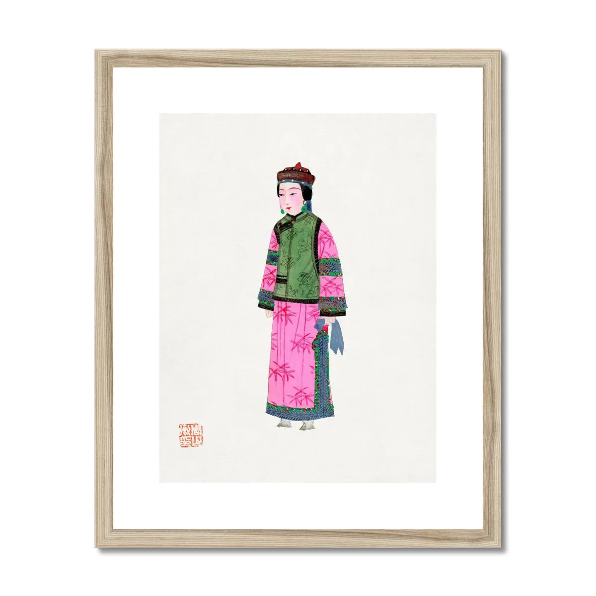 Chinese Noblewoman In Winter Framed & Mounted Print - 16’x20’ / Natural Frame - Posters Prints & Visual Artwork