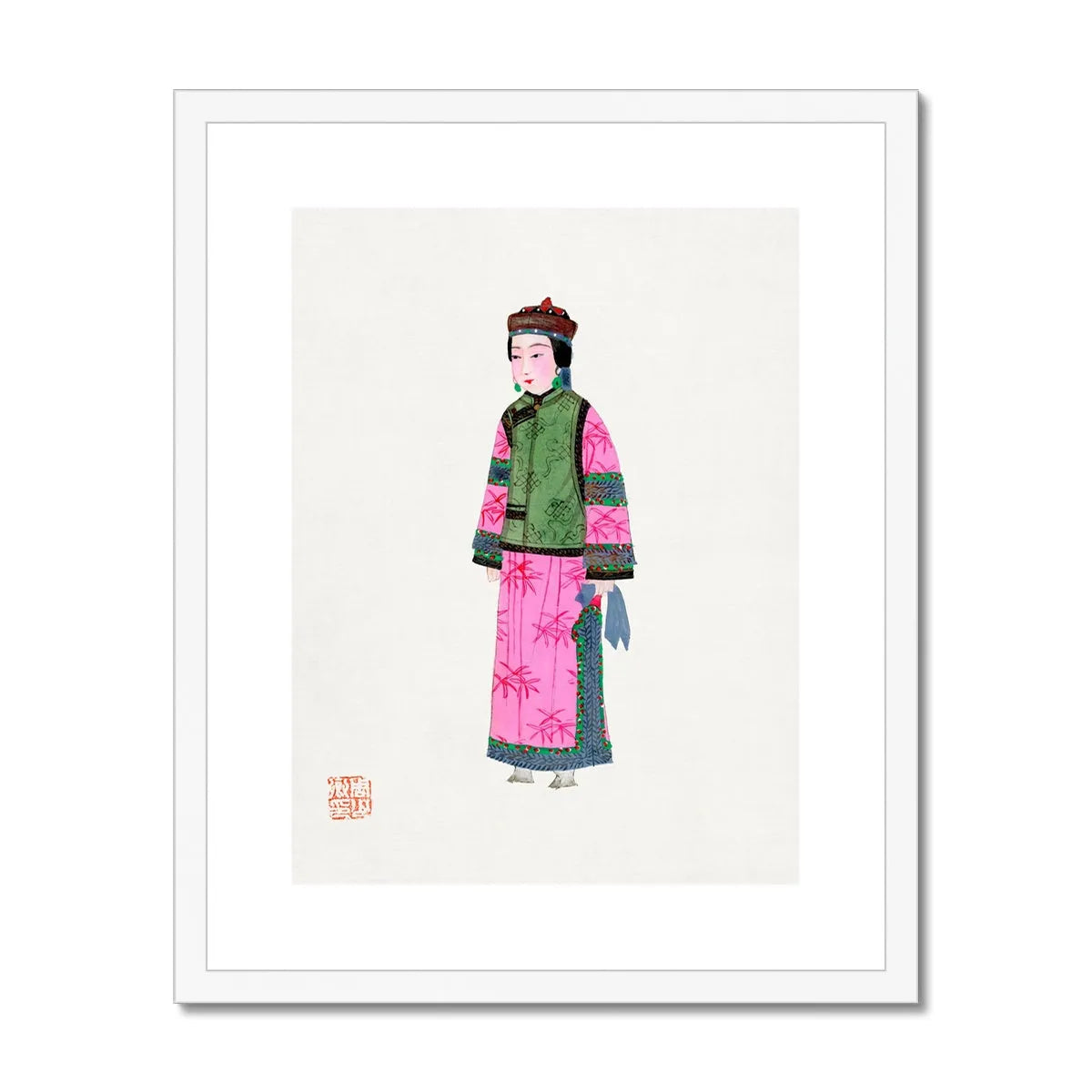 Chinese Noblewoman In Winter Framed & Mounted Print - 16’x20’ / White Frame - Posters Prints & Visual Artwork