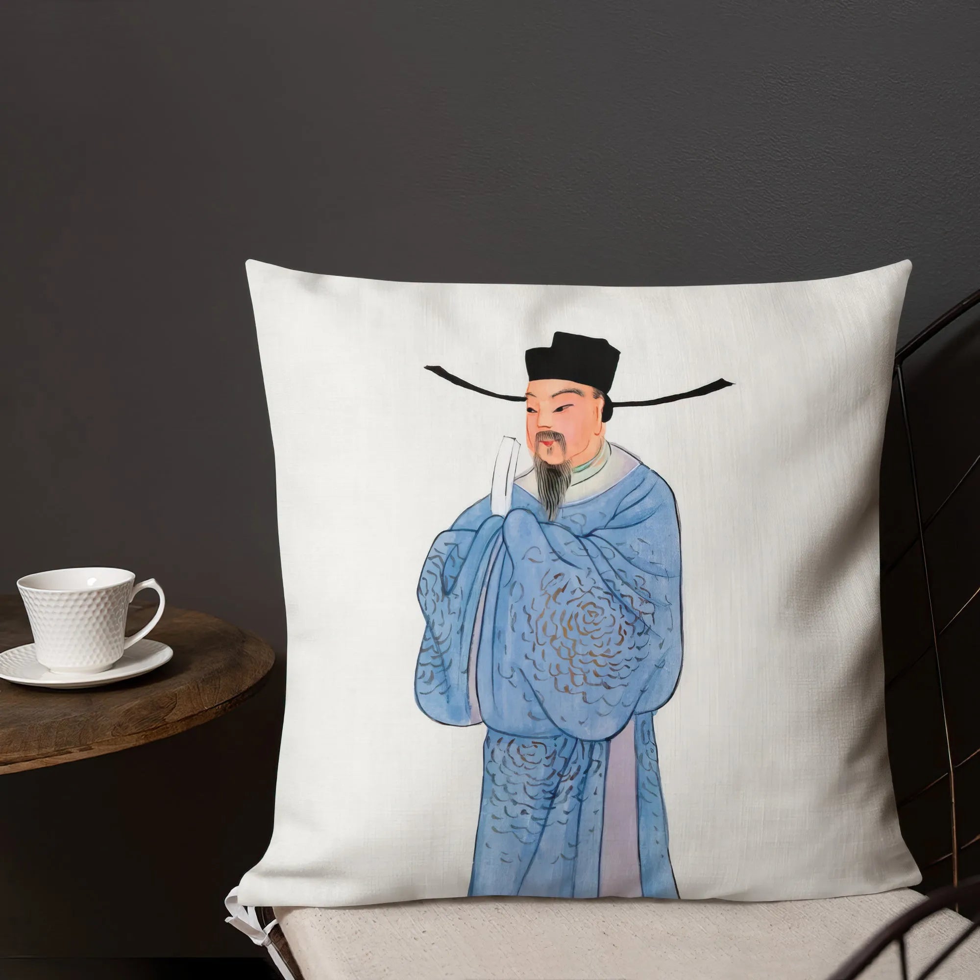 Chinese Official Cushion - Throw Pillows - Aesthetic Art