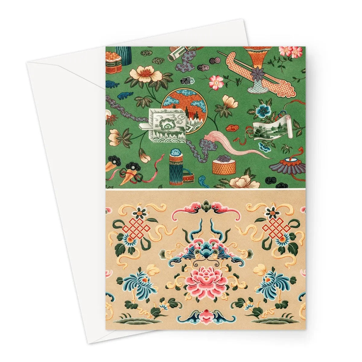 This Chinese Pattern By Auguste Racinet Greeting Card - A5 Portrait / 1 Card - Greeting & Note Cards - Aesthetic Art