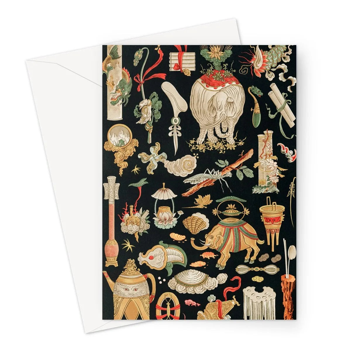 That Chinese Pattern By Auguste Racinet Greeting Card - A5 Portrait / 1 Card - Greeting & Note Cards - Aesthetic Art