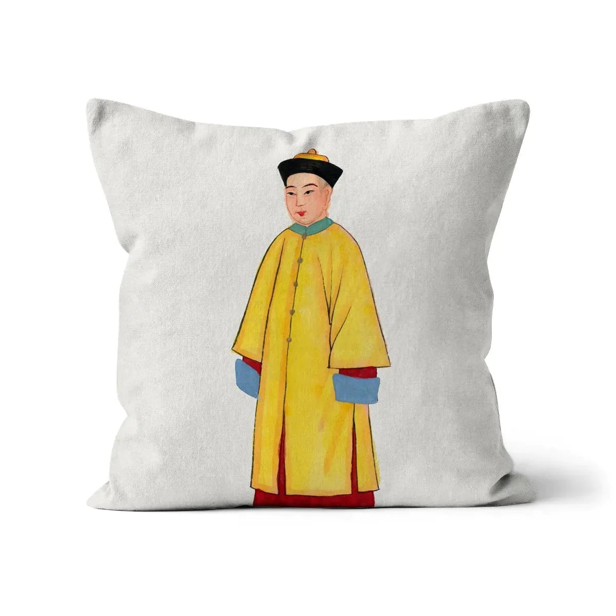 Chinese Priest In Yellow Robes Cushion - Linen / 16’x16’ - Throw Pillows - Aesthetic Art