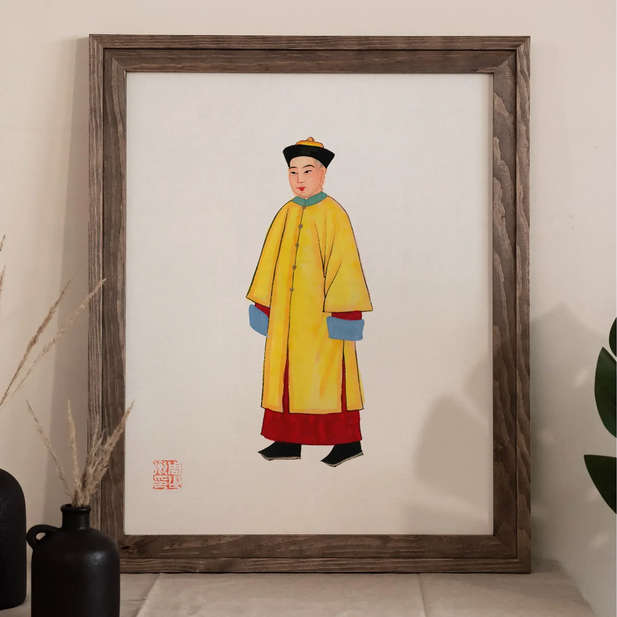 Chinese Priest In Yellow Robes Fine Art Print - Posters Prints & Visual Artwork - Aesthetic Art