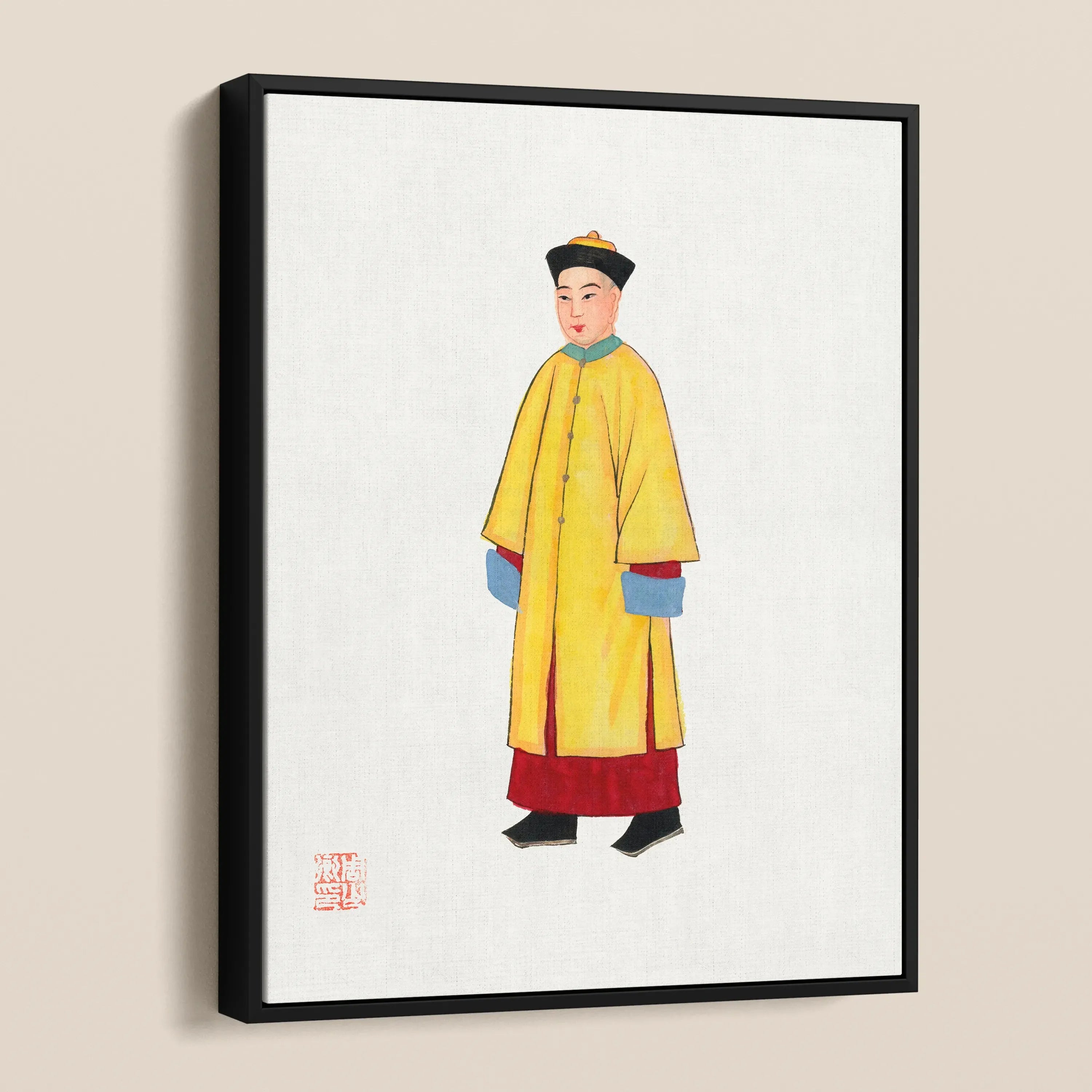 Chinese Priest In Yellow Robes Framed Canvas - Posters Prints & Visual Artwork - Aesthetic Art