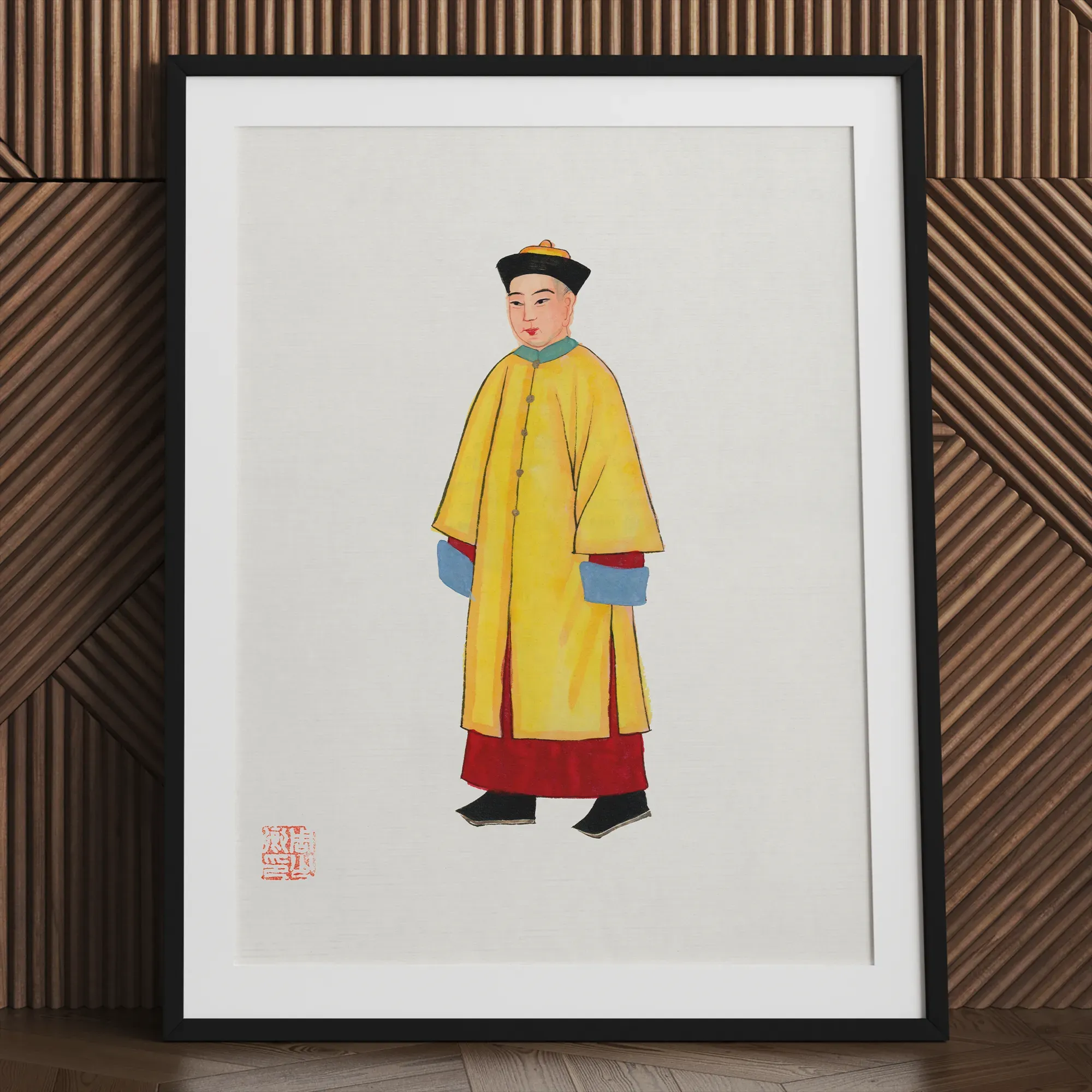 Chinese Priest In Yellow Robes Framed & Mounted Print - Posters Prints & Visual Artwork - Aesthetic Art