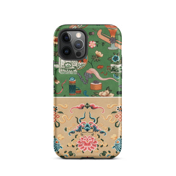 Chinoiserie Double Act - Auguste Racinet Phone Case Iphone 12 Pro / Matte Patterned Iphone Case Auguste Racinet Pattern, Chinoiserie Chic