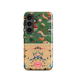 Chinoiserie Double Act - Auguste Racinet Phone Case Samsung Galaxy S24 / Matte Vibrant Green Beige Phone Case Adorned Intricate Traditional