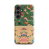 Chinoiserie Double Act - Auguste Racinet Phone Case Samsung Galaxy S24 Plus / Matte Vibrant Green Beige Phone Case Adorned Intricate