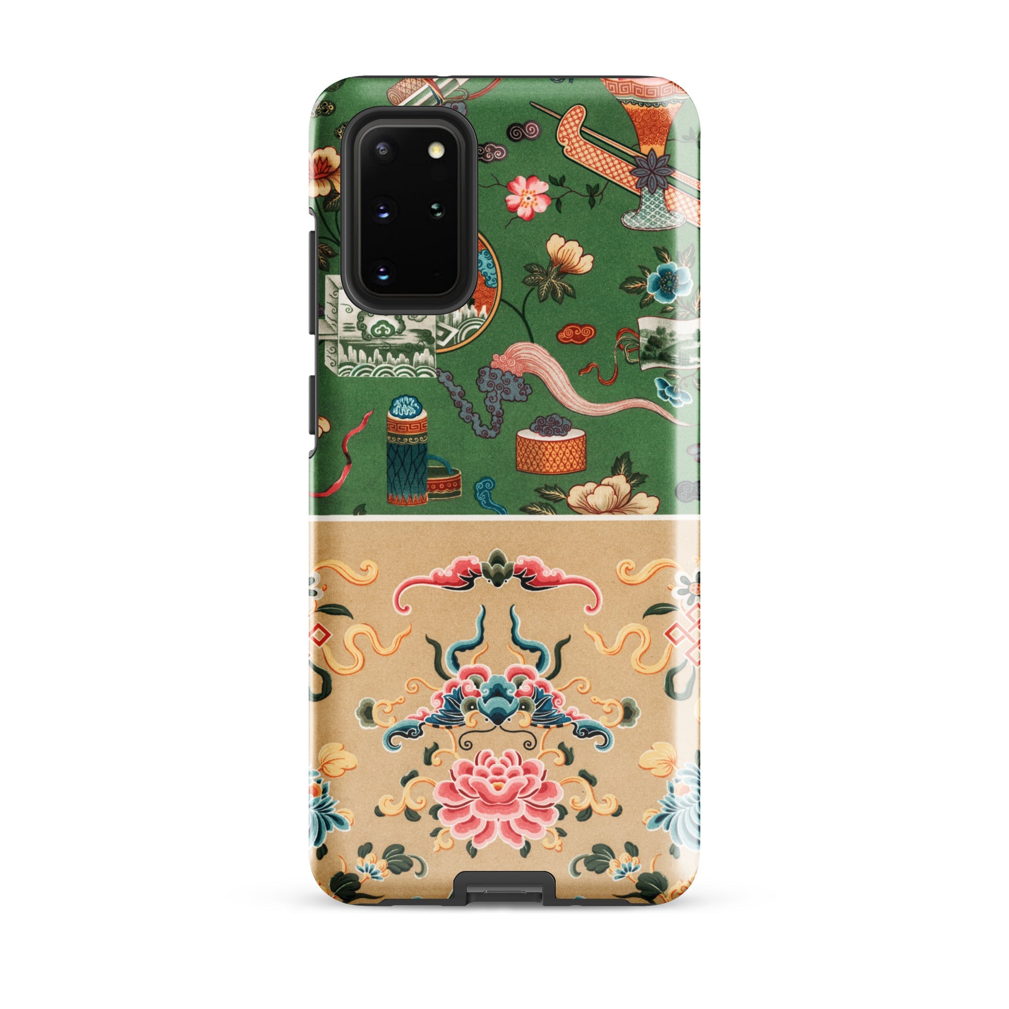 Chinoiserie Double Act Auguste Racinet Samsung Case, Galaxy S20 Plus / Matte, Phone Case Two Part Design Green Asian Inspired Motifs Beige