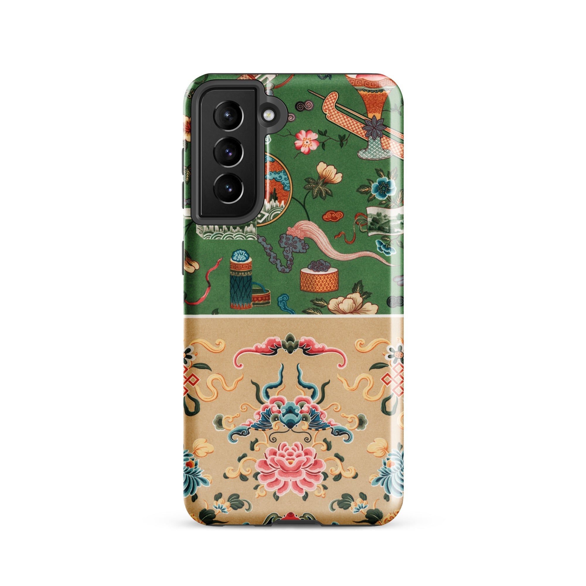 Chinoiserie Double Act Auguste Racinet Samsung Case, Galaxy S21 / Matte, Smartphone Case Two Part Design: Upper Portion Features Green