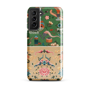 Chinoiserie Double Act - Auguste Racinet Samsung Case, Galaxy S21 Plus / Matte, Phone Case Split Design Intricate Floral Nature Patterns