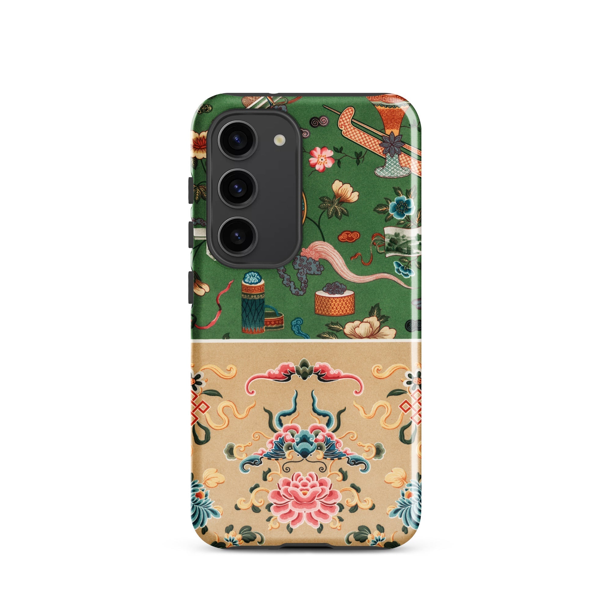 Chinoiserie Double Act Auguste Racinet Samsung Case, Galaxy S23 / Matte, Smartphone Case Split Design Dark Green Half Asian Inspired
