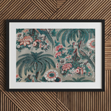 Chintz - George Loughridge Jungle Art Print / Canvas Framed Artwork Vibrant Tropical Design Teal Palm Fronds George Loughridge’s Chintz,