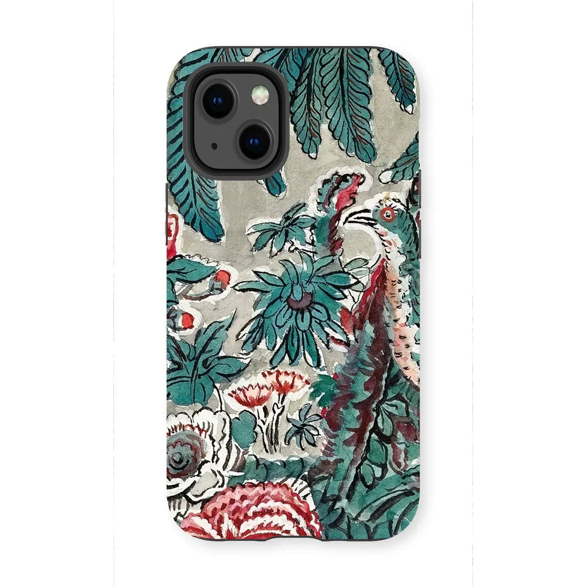 Chintz - George Loughridge Jungle Iphone Case, 13 Mini / Matte, Floral-patterned Phone Case Teal Red White Botanical Designs