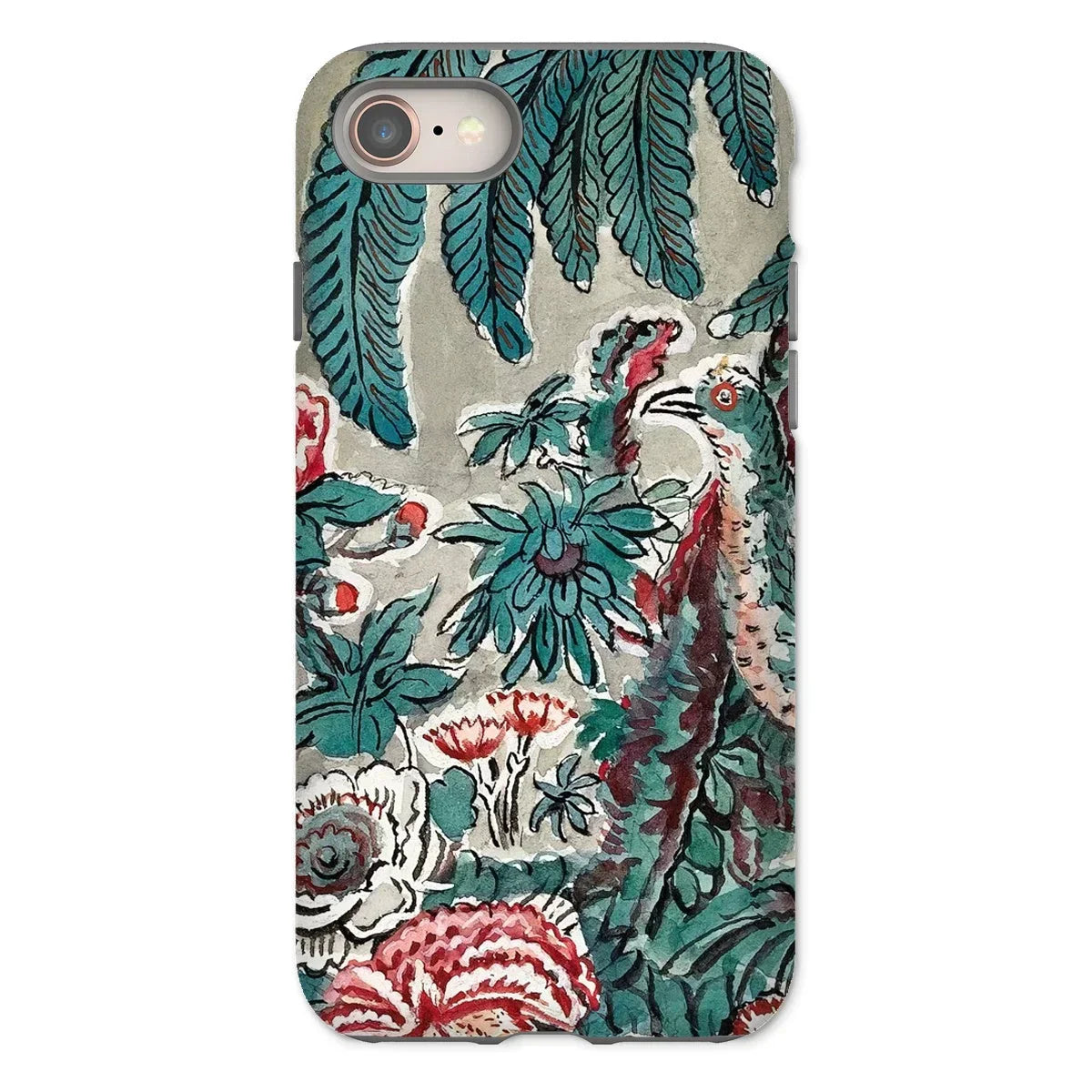Chintz - George Loughridge Jungle Iphone Case, 8 / Matte, Floral-patterned Phone Case Teal Red White Botanical Designs