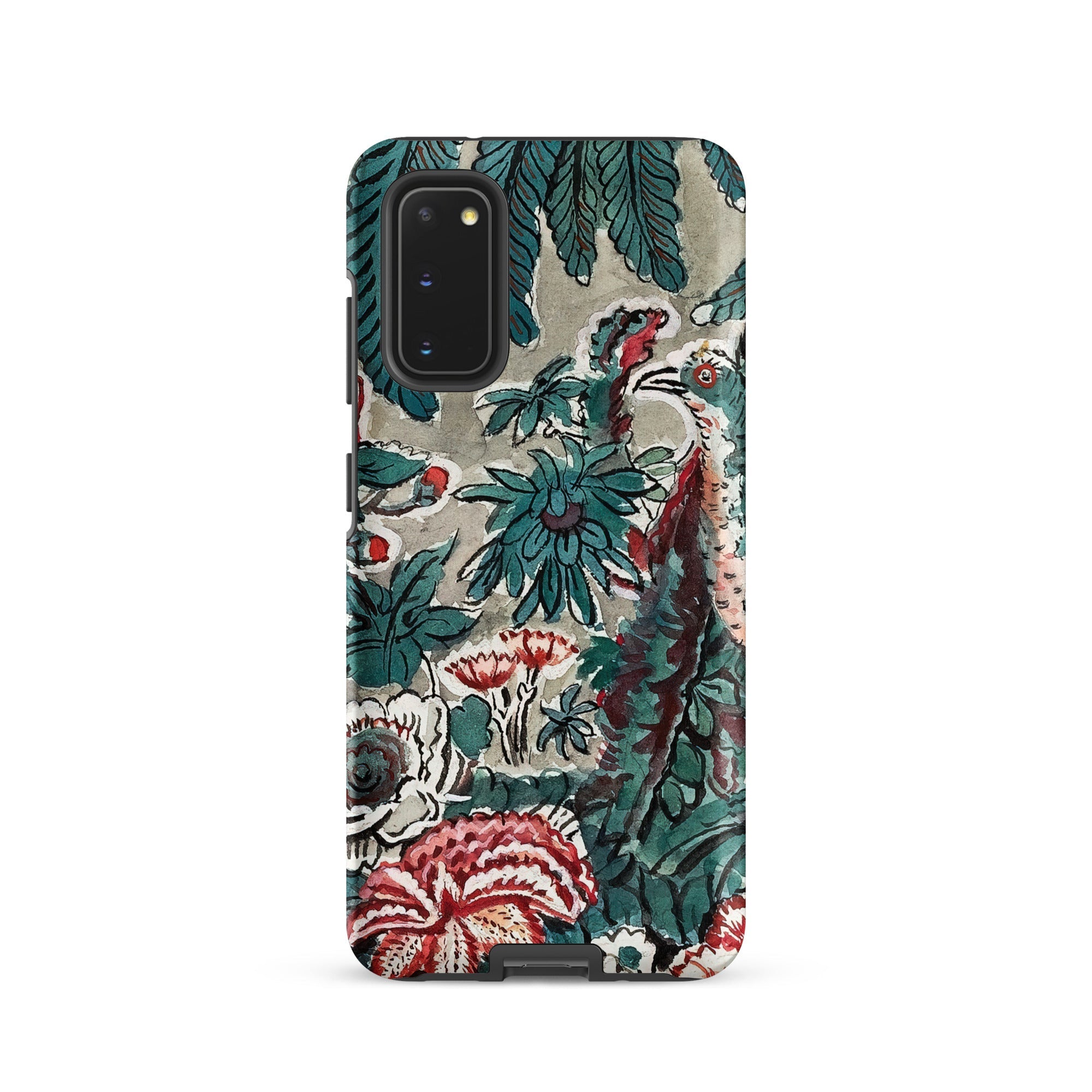 Chintz George Loughridge Jungle Samsung Case, Galaxy S20 / Matte, Smartphone Case Teal Red White Floral Bird Pattern