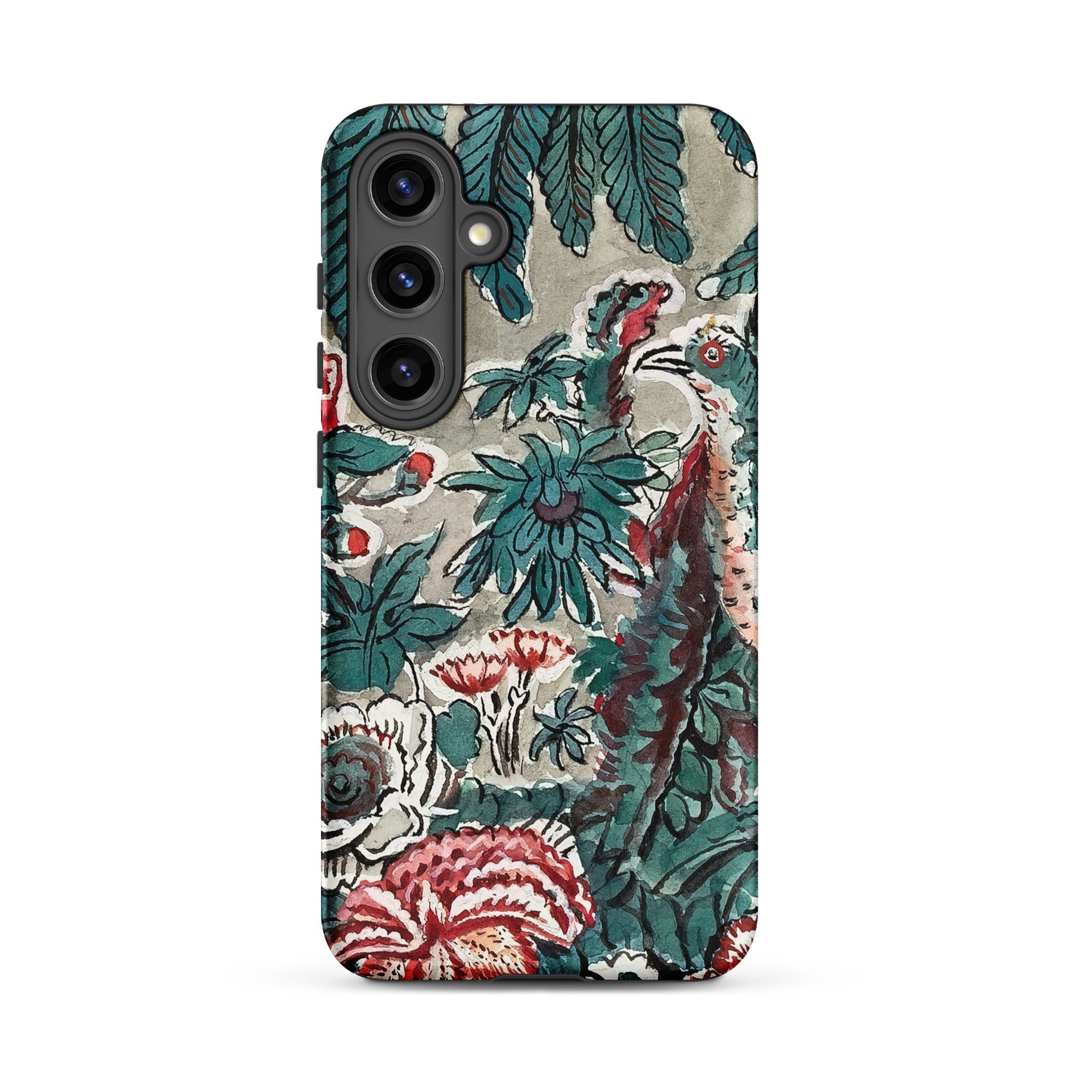 Chintz George Loughridge Jungle Samsung Case, Galaxy S24 Plus / Matte, Smartphone Case Vibrant Botanical Print Teal Leaves Red